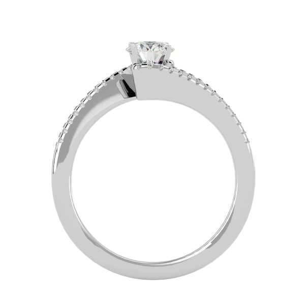 Round Cut Simple Twisted Pave-Set Solitaire Diamond Engagement Ring