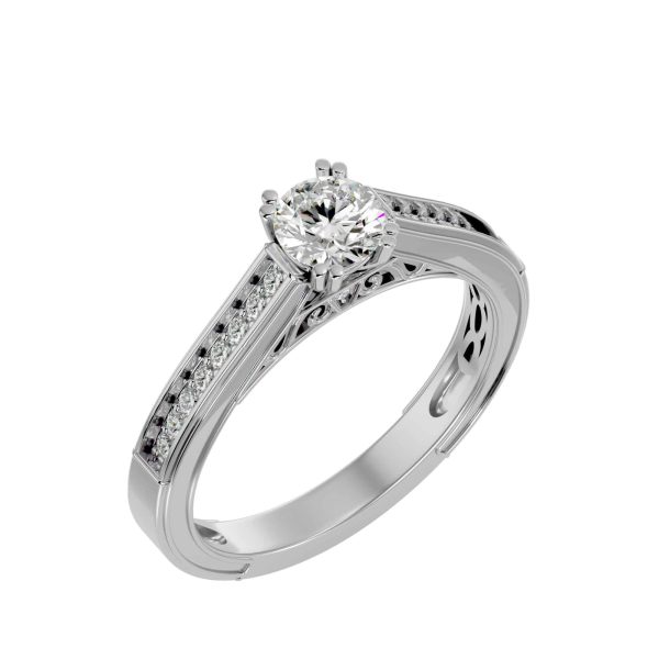 SkyGem & Co. Round Cut Double Claws Deep Channel Pinpoint-Set Solitaire Diamond Engagement Ring