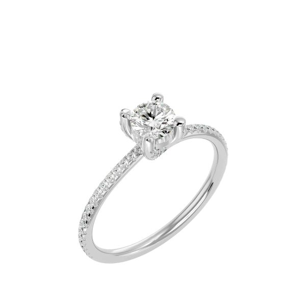 Josephine Round Cut Petite Twist Claws Pave-Set Diamond Solitaire Engagement Ring