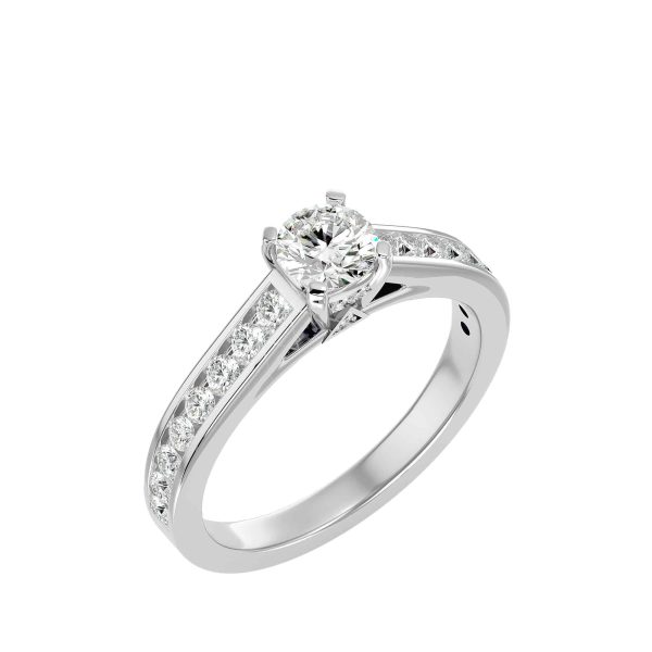 Lucy Round Cut Classic 4 Claws Hidden Channel-Set Diamond Solitaire Engagement Ring