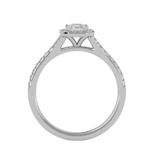 Asscher Cut Pave-Set Halo Diamond Engagement Ring