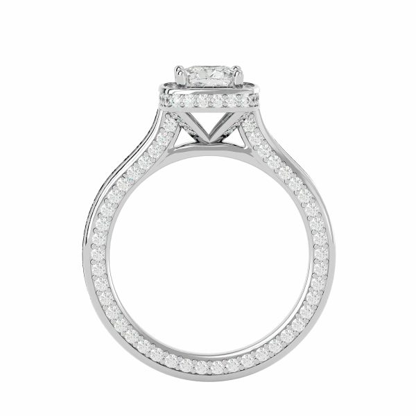 Cushion Cut Eternity Halo Pinpointed-Set Diamond Engagement Ring