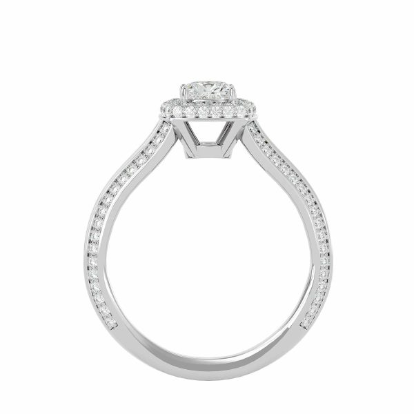 Cushion Cut Diamond Bezel Micro Pinpointed-Set Halo Engagement Ring