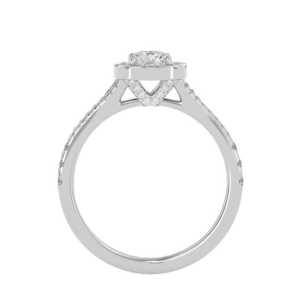 Cushion Cut Classic Halo Cathedral Diamond Engagement Ring