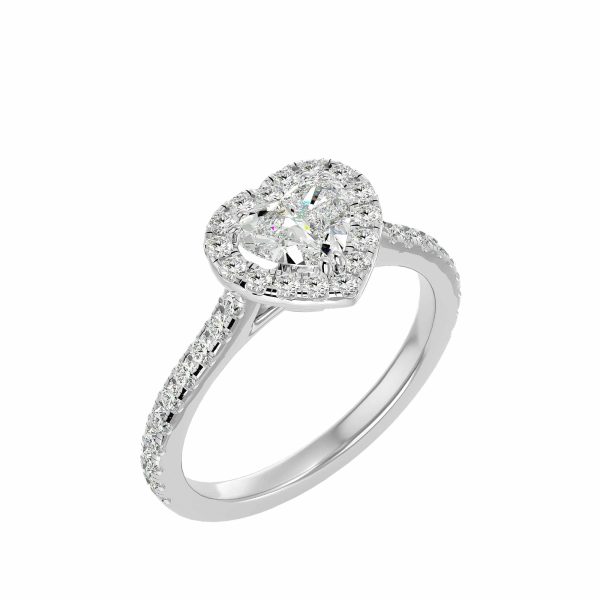 Heart Cut Cathedral Pave-Set Halo Diamond Engagement Ring