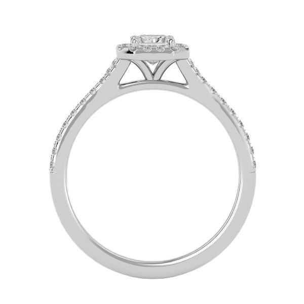 Princess Cut Pave-Set Octagon Halo Diamond Engagement Ring