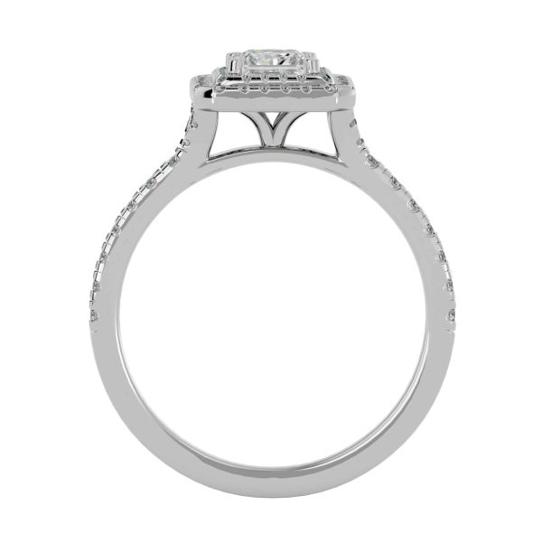 Princess Cut Double Halo Cathedral Pave-Set Diamond Engagement Ring