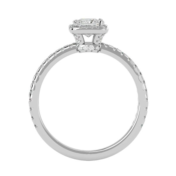 Princess Cut Diamond Bezel 3/4 Pave-Set Engagement Ring