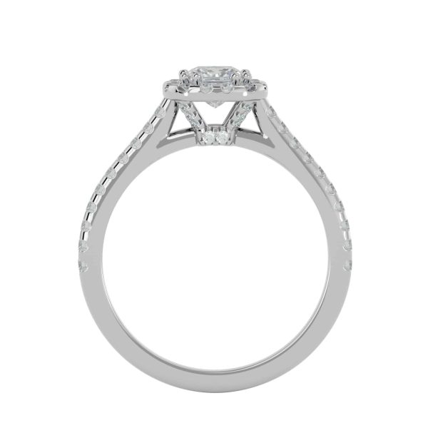 Princess Cut Diamond Claws Pave-Set Halo Engagement Ring