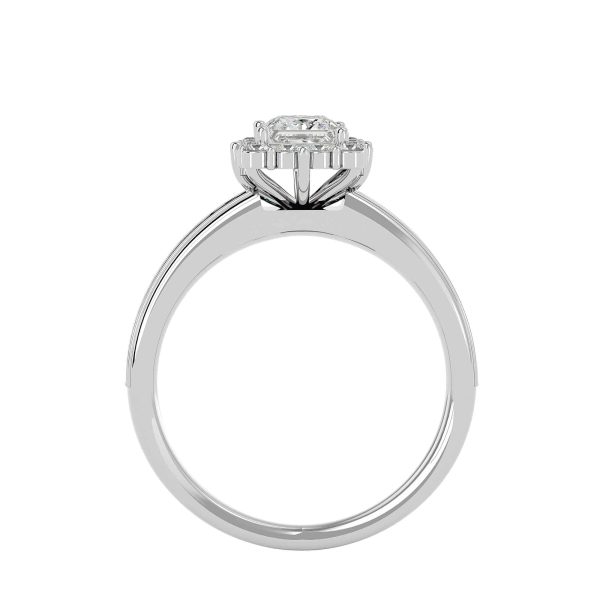 Princess Cut Flare Flower Halo Channel-Set Diamond Engagement Ring