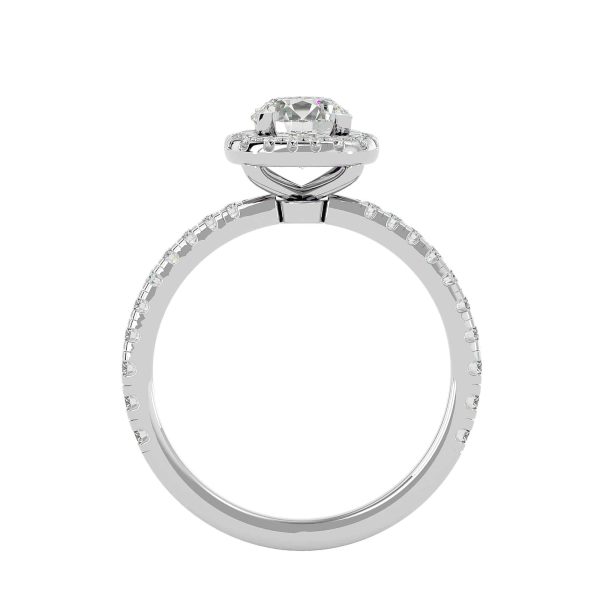Round Cut 3/4 Pave-Set Square Halo Diamond Engagement Ring