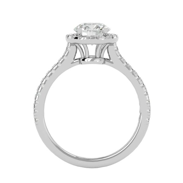 Round Cut Loop Halo Pave-Set Cathedral Diamond Engagement Ring