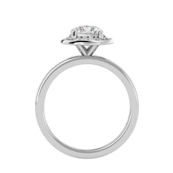 Round Cut High Edge Pinpointed-Set Halo Diamond Engagement Ring