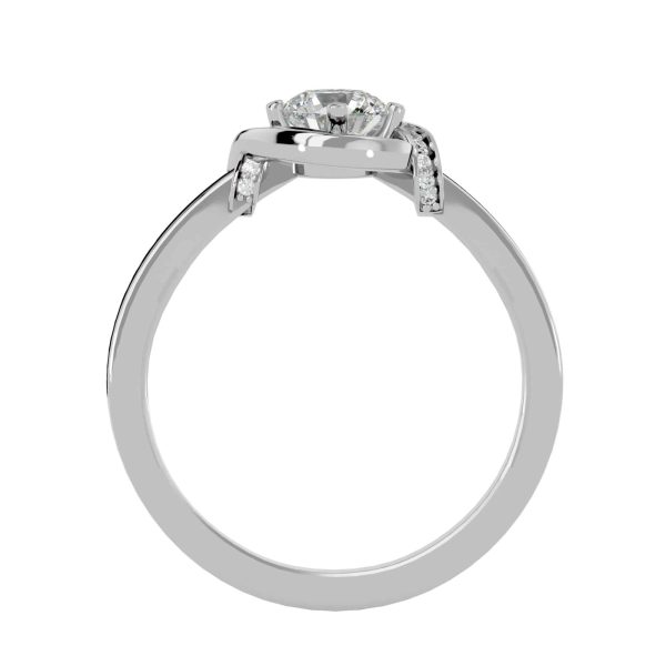 Round Cut Knot Halo Tapered Pinpointed-Set Diamond Engagement Ring