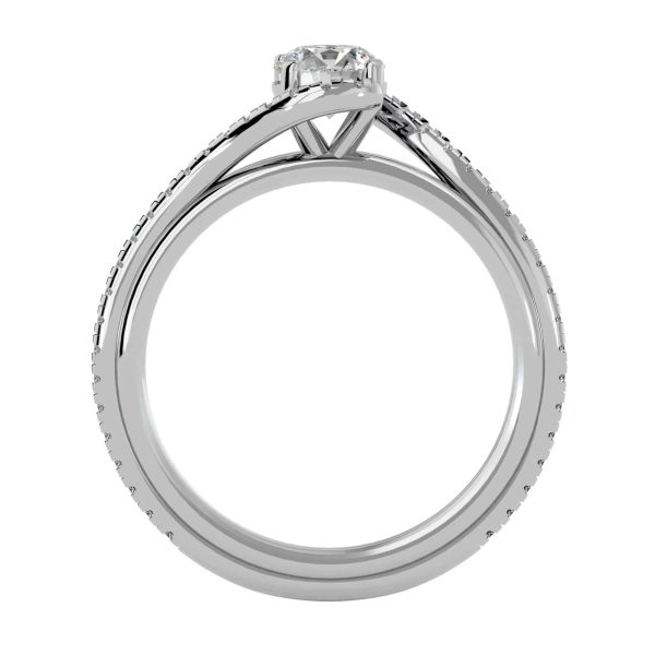 Round Cut Stacked Twirl Halo Pave-Set Diamond Engagement Ring