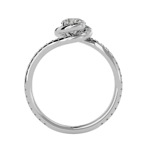 Round Cut Petite Twirl Halo MicroPave-Set Diamond Engagement Ring
