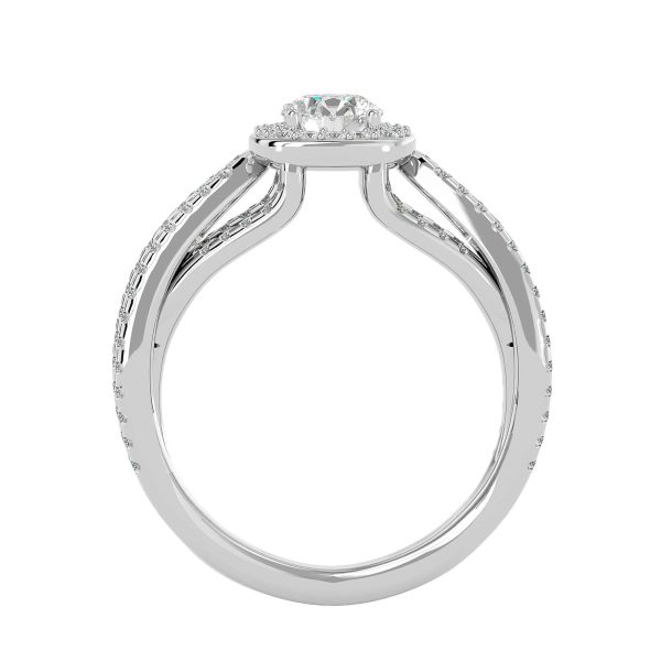 Round Cut Quad Crossed MicroPave-Set Halo Diamond Engagement Ring