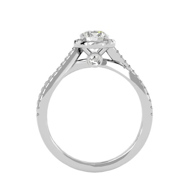 Josephine Round Cut Hidden Twisted Halo Pave-Set Diamond Engagement Ring