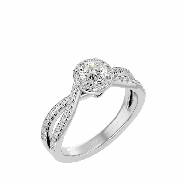 Josephine Round Cut Hidden Twisted Halo Pave-Set Diamond Engagement Ring
