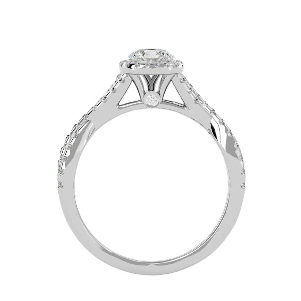 Josephine Round Cut Hidden Crossed Band Halo Pave-Set Diamond Engagement Ring