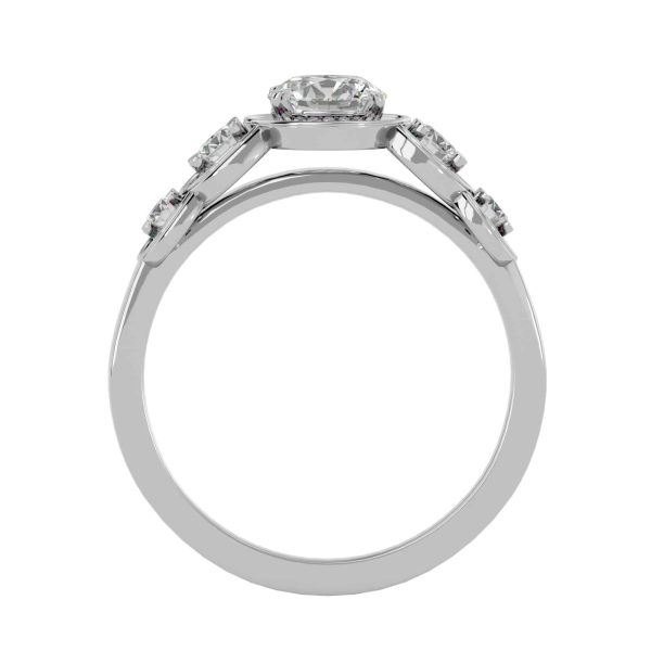 Round Cut Pentuple Halo Pinpointed-Set Diamond Engagement Ring