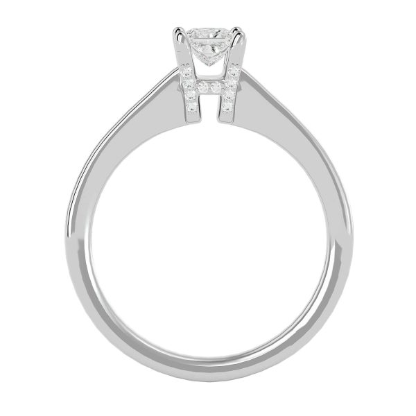 Princess Cut H Diamond Claws Tapered Plain Band Solitaire Engagement Ring
