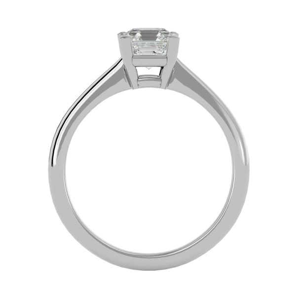 Asscher Cut Knife Edge Tapered Plain Band Solitaire Engagement Ring