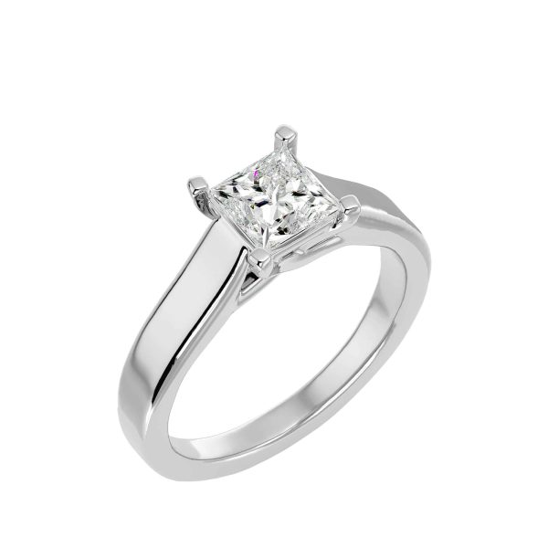 Princess Cut Crossed Claws Flare Cathedral Solitaire Engagement Ring
