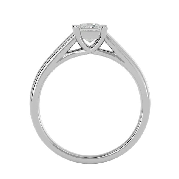 Princess Cut Flat Round Edge 4 Claws Solitaire Engagement Ring