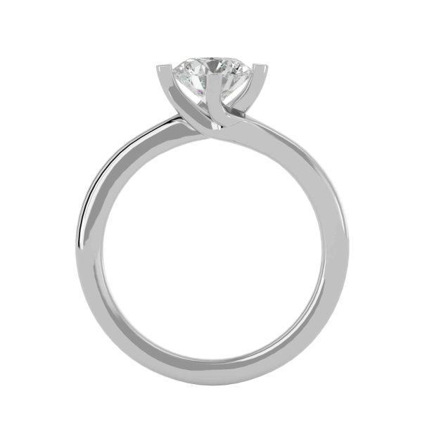 Round Cut 4 Claws Twisted Plain Band Solitaire Engagement Ring