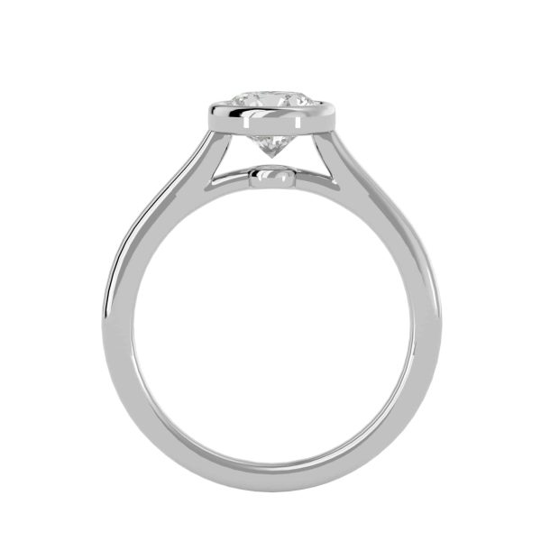 Round Cut Floating Bezel Cathedral Plain Band Solitaire Engagement Ring