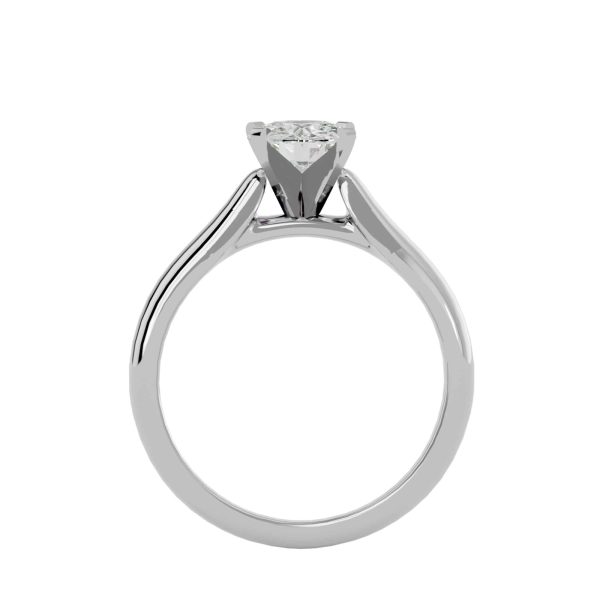 Round Cut Traditional 4 Claws Cathedral Plain Band Solitaire Engagement Ring