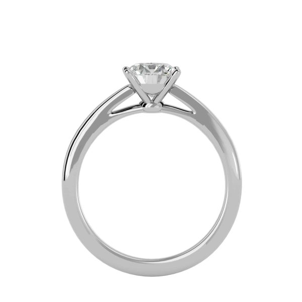 Round Cut 4 Claws Loop Tapered Plain Band Solitaire Engagement Ring