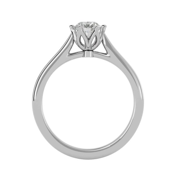 Round Cut Flower Basket Cathedral Tapered Plain Band Solitaire Engagement Ring
