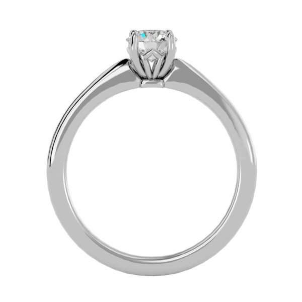 Josephine Round Cut Flower Basket Tapered Plain Band Solitaire Engagement Ring