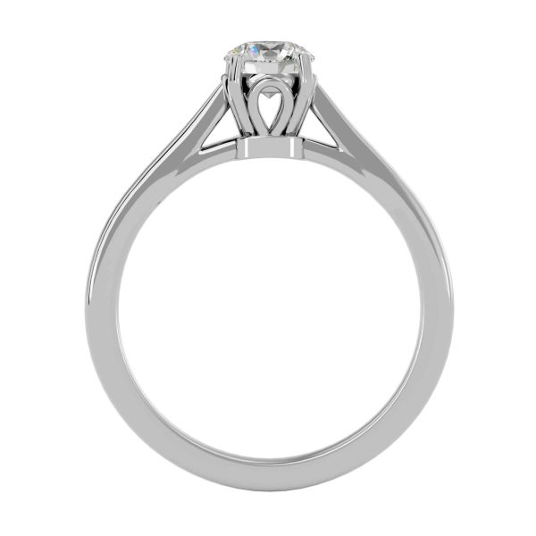 Josephine Round Cut Hoop Cathedral Tapered Plain Band Solitaire Engagement Ring