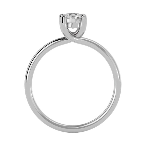 Round Cut Petite Crossed Wire Plain Band Solitaire Engagement Ring