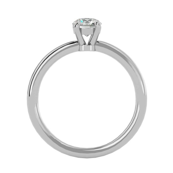 Round Cut 4 Claws Round Edge Plain Band Solitaire Engagement Ring