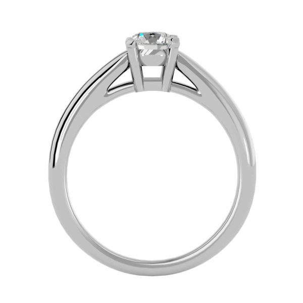 Round Cut High Dome Round Edge 4 Claws Plain Band Solitaire Engagement Ring