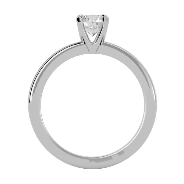 Round Cut Flat Round Edge 4 Claws Plain Band Solitaire Engagement Ring