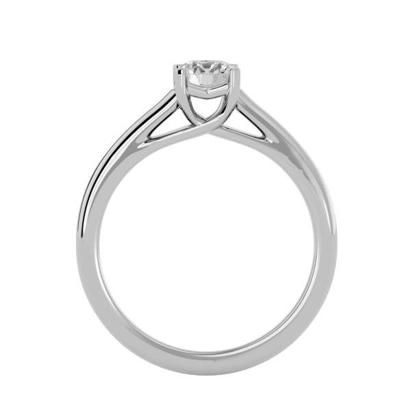 Round Cut Crossed Claws High Dome 4 Claws Plain Band Solitaire Engagement Ring