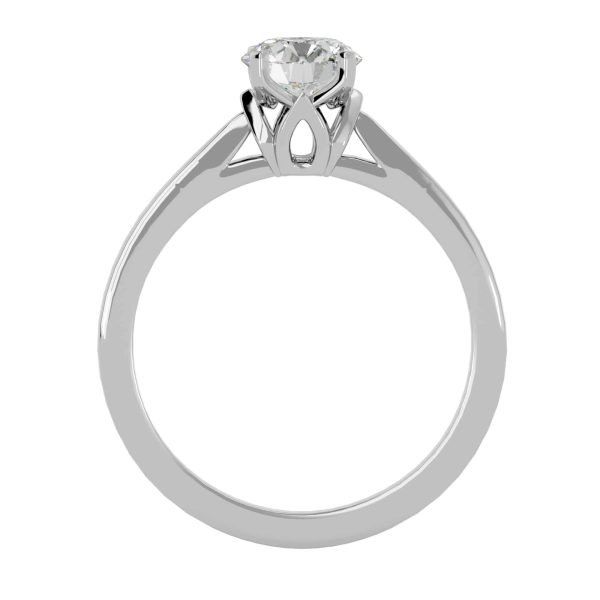 Josephine Round Cut Tulips Plain Band Solitaire Engagement Ring