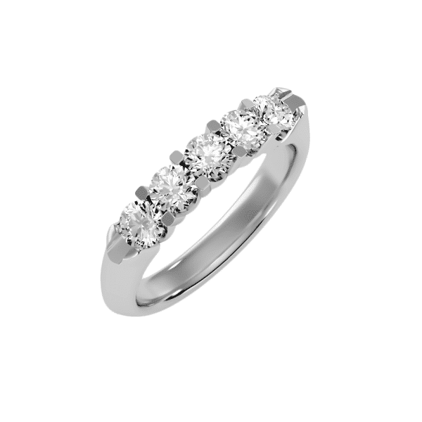Round Cut Scallop-Set Diamond Wedding Ring