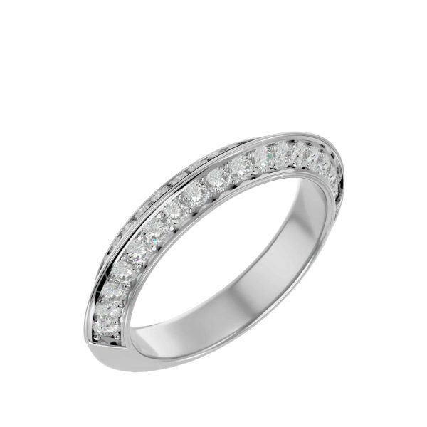 Round Cut 1/2 Way Knife Edge Pinpoint-Set Women's Diamond Wedding Ring