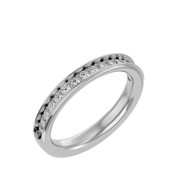 Round Cut Deep Channel Pinpoint-Set Women's Diamond Wedding Ring
