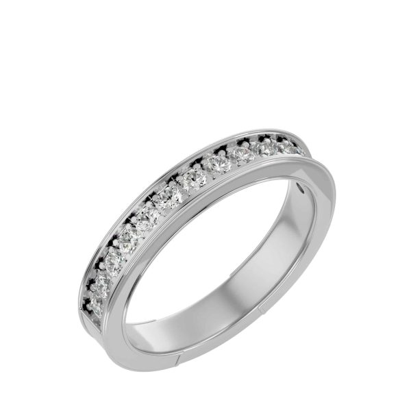 SkyGem & Co. Round Cut Rail Edge Pave-Set Women's Diamond Wedding Ring
