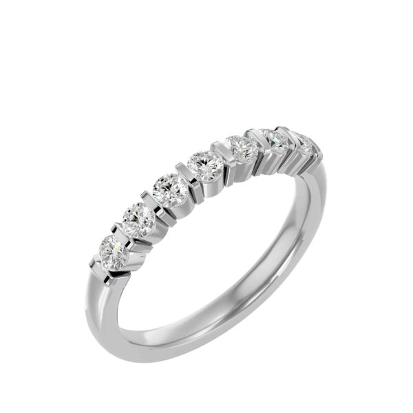 Round Cut 7 Stone Bar-Set Women's Diamond Wedding Ring