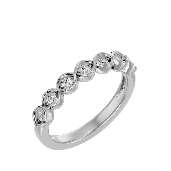 Round Cut Marquise Bezel Claw Set Women's Diamond Wedding Ring
