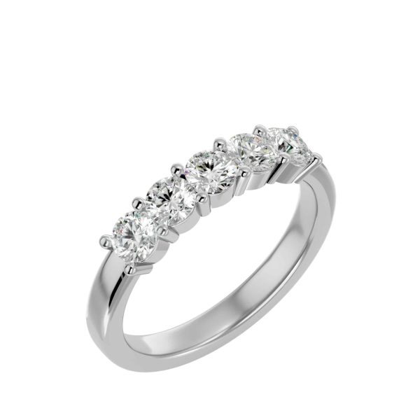 Round Cut Classic 5 Stone Shared-Claw Women's Diamond Wedding Ring