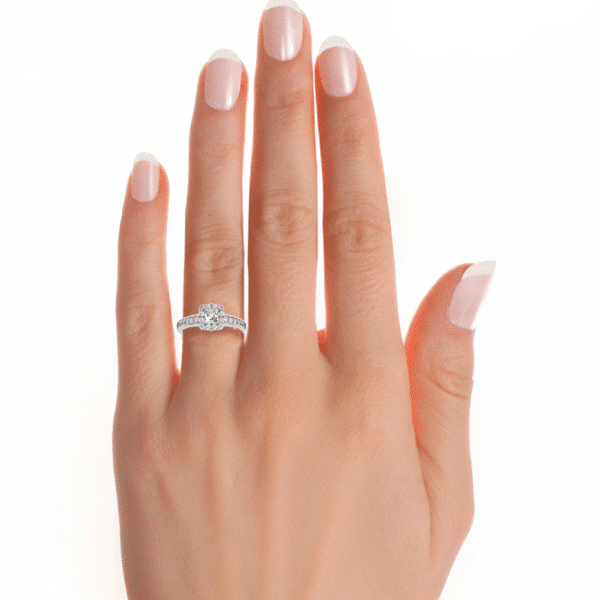 Princess Cut Flare Flower Halo Channel-Set Diamond Engagement Ring